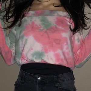tyedye off the shoulder crop top!<3
